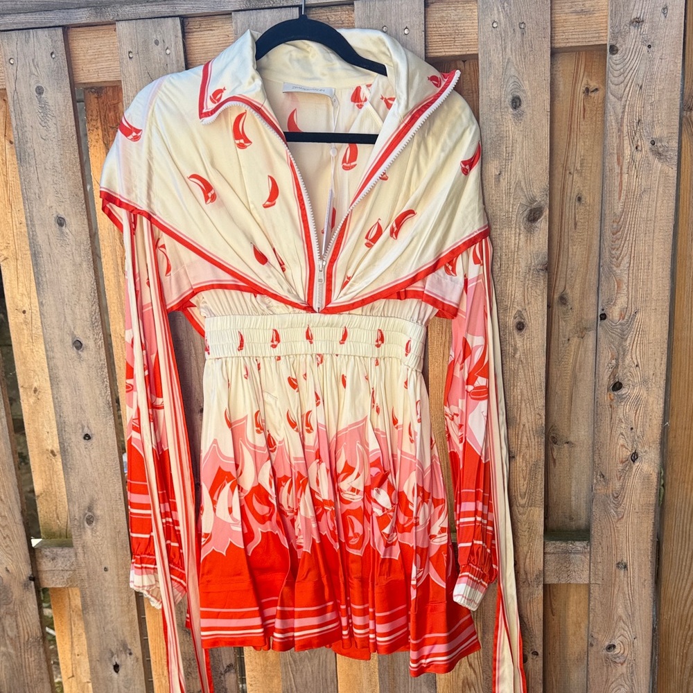 Zimmermann Red and Cream Blouse
